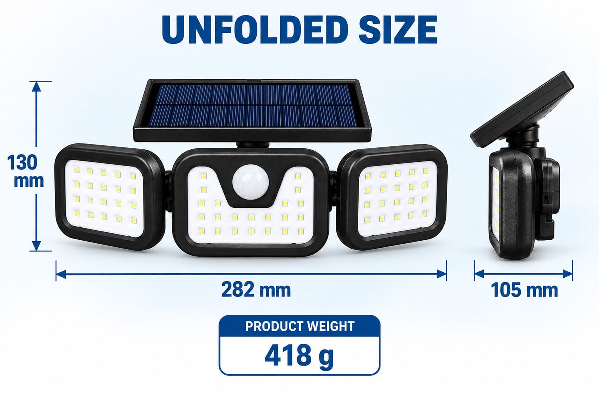 Outdoor Solar Light with Motion Sensor Three Adjustable LED Heads and IP65 Waterproof Rating - Image 8