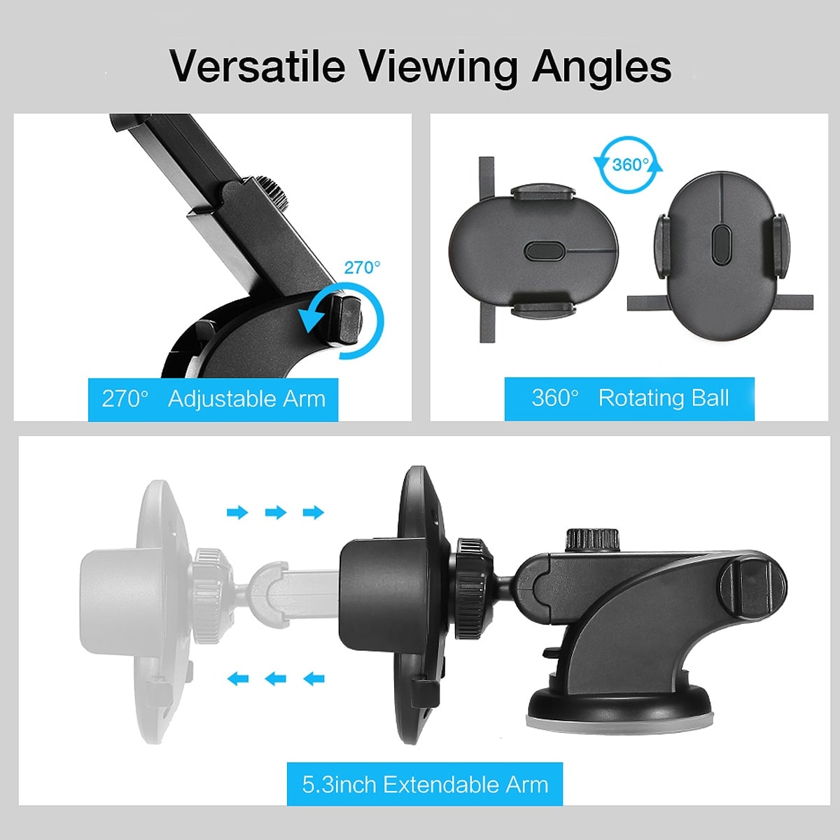 Phone Mount for Car with Telescopic Arm and Suction Cup Base Universal Holder Stand - Image 10