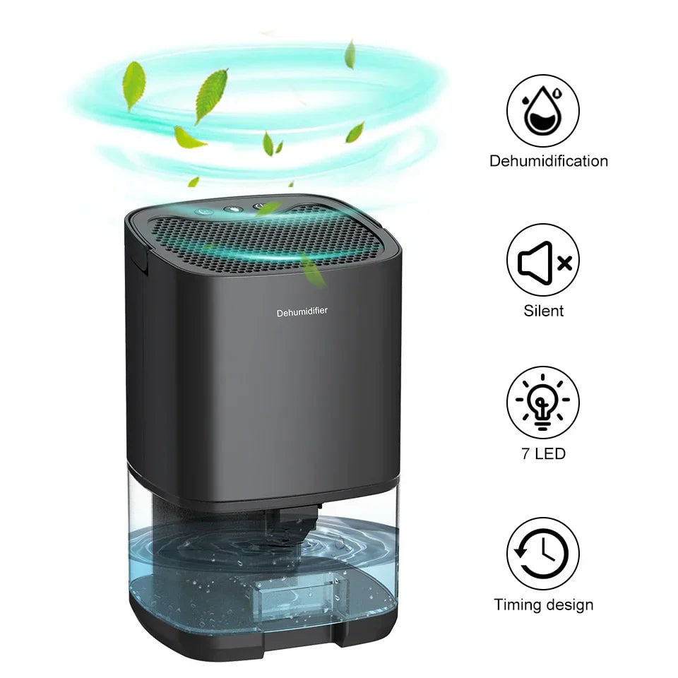Portable Dehumidifier with Drain Hose for Basement Crawl Space and Air Purifier 1000ml - Image 4