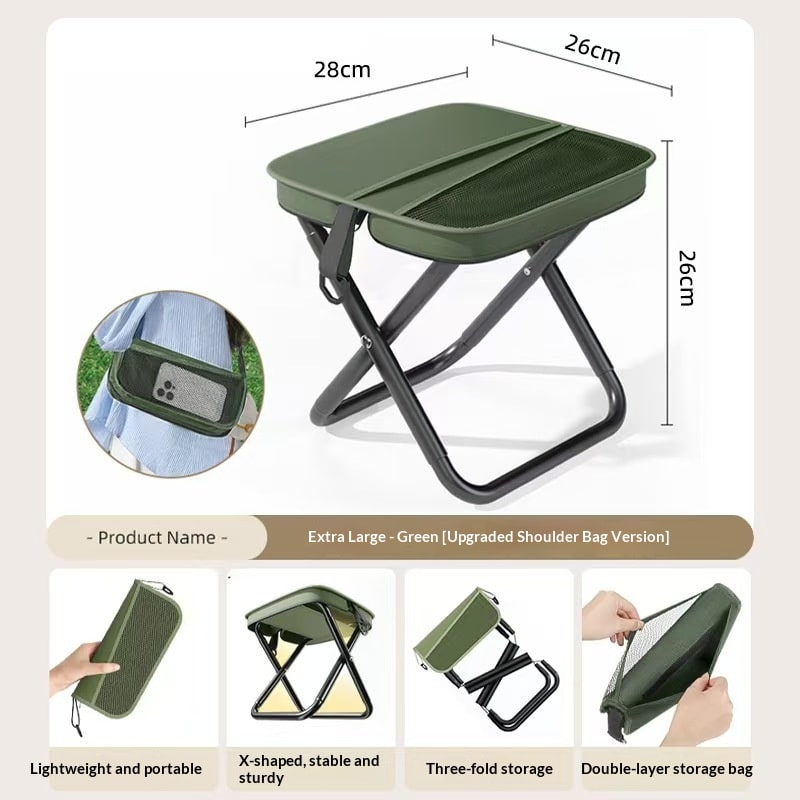 Portable Folding Camping Chair with Canvas Seat and Shoulder Strap Storage Bag - Image 10