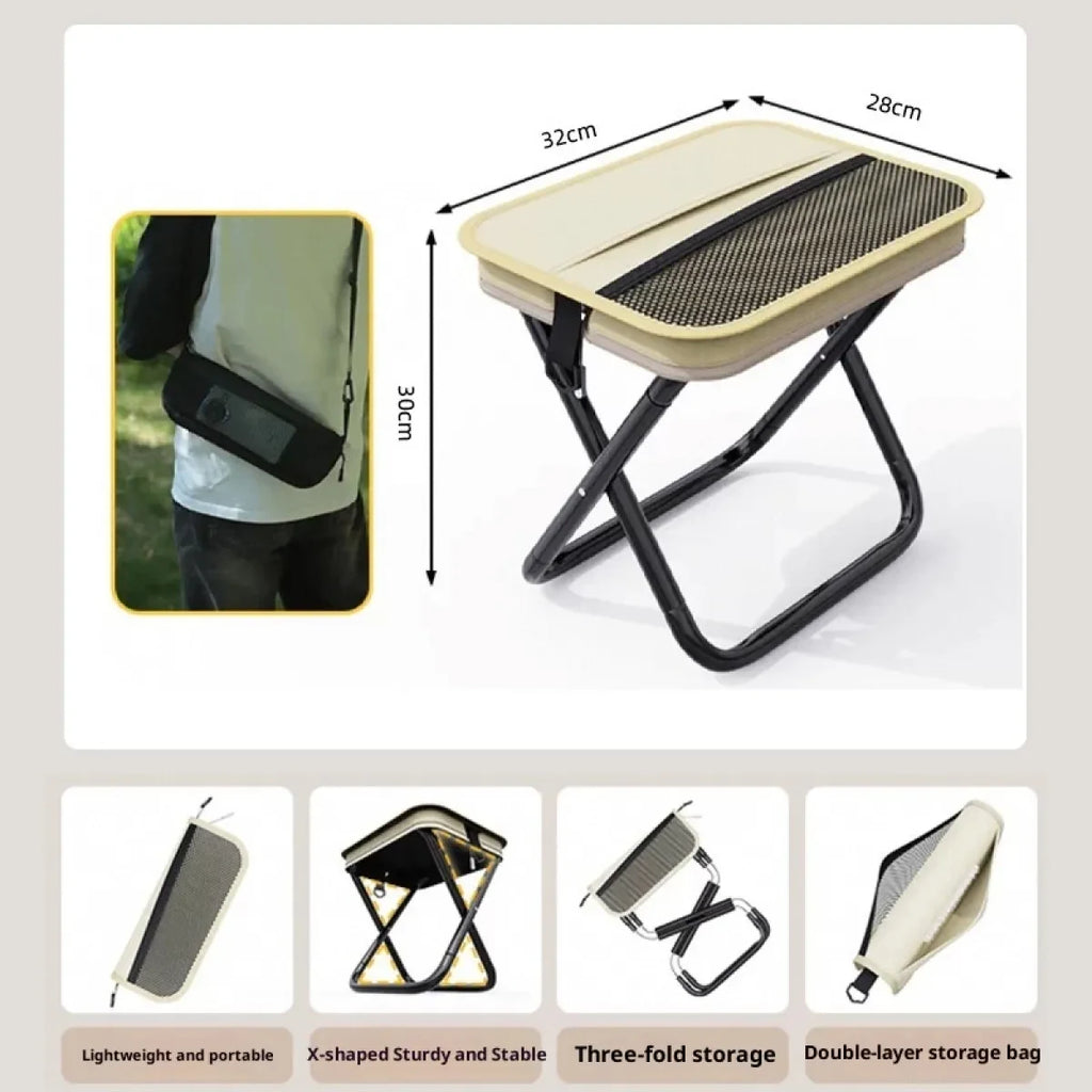 Portable Folding Camping Chair with Canvas Seat and Shoulder Strap Storage Bag - Image 6