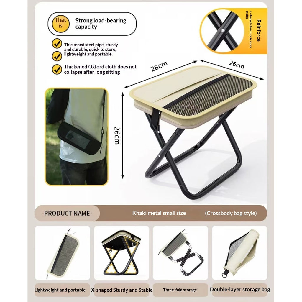 Portable Folding Camping Chair with Canvas Seat and Shoulder Strap Storage Bag - Image 9