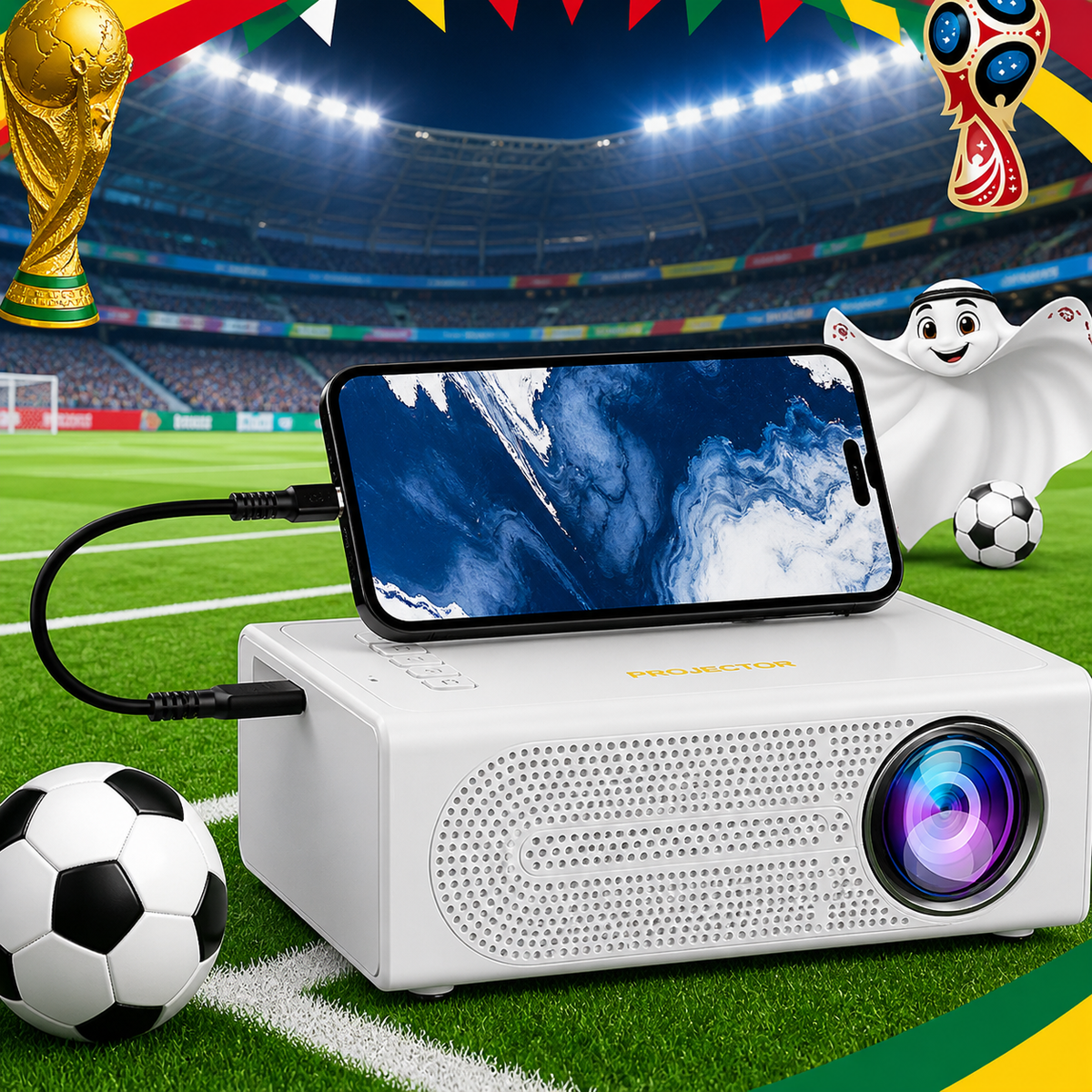 Projector Stylish Portable Mini Projector Compact Handheld Manual Focus Gaming Home – Norelia