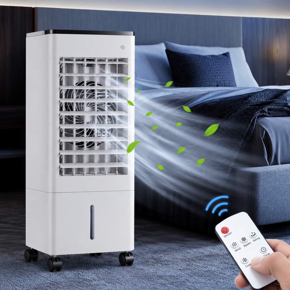 Climatiseur portable avec télécommande, réservoir d'eau de 6 litres et coussin de refroidissement par évaporation