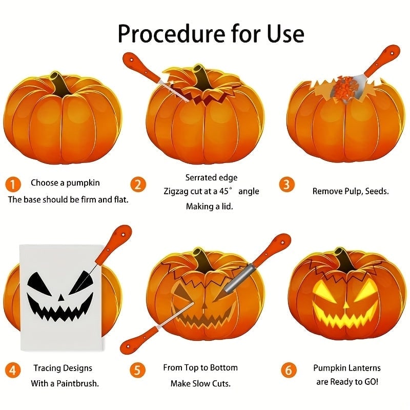 Pumpkin Carving Kit and Tools with Stainless Steel Supplies for Jack O Lantern Saw - Image 7