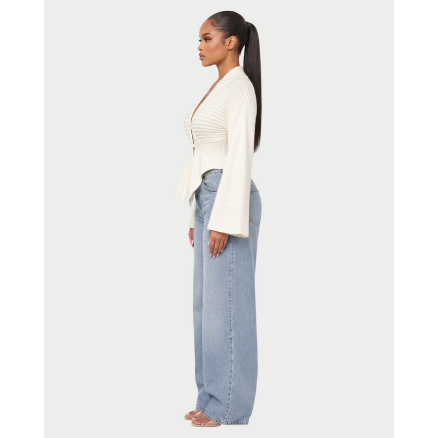 The Ribbed Flare Cardigan