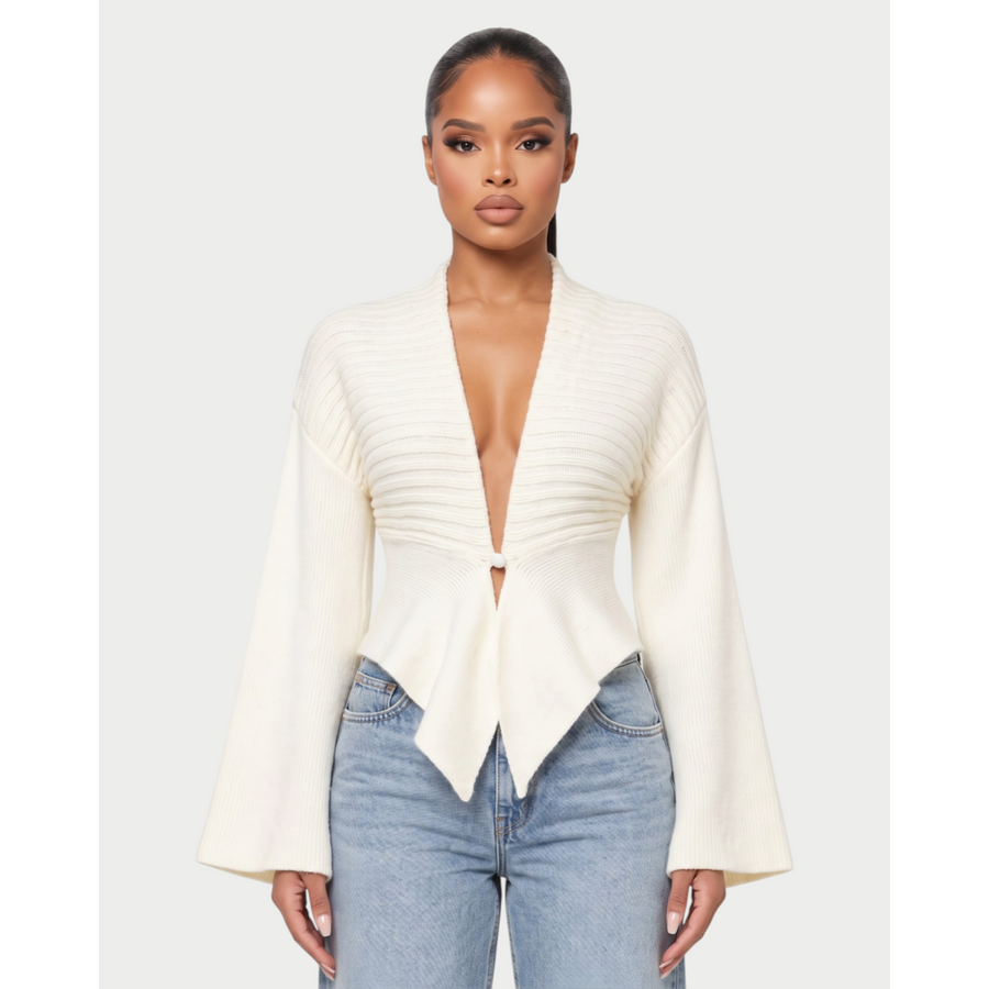 The Ribbed Flare Cardigan