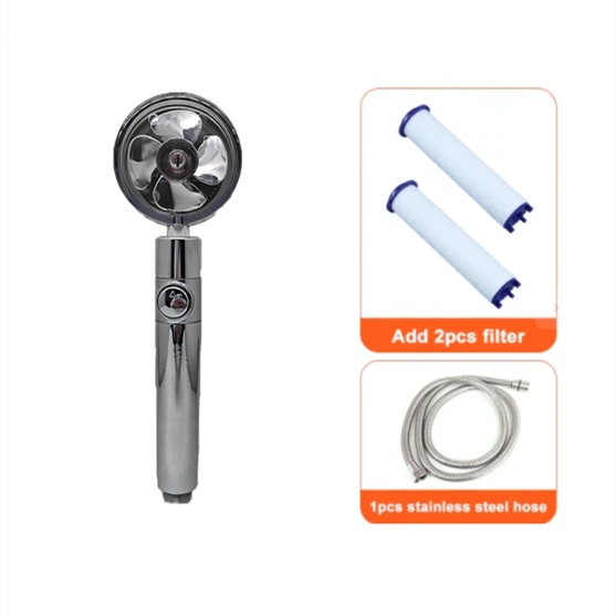 Shower Head with Hard Water Filter High Pressure Propeller Fan and Pause Button Kdf 55 - Image 55
