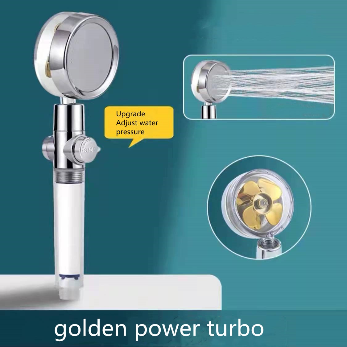 Shower Head with Hard Water Filter High Pressure Propeller Fan and Pause Button Kdf 55 - Image 64