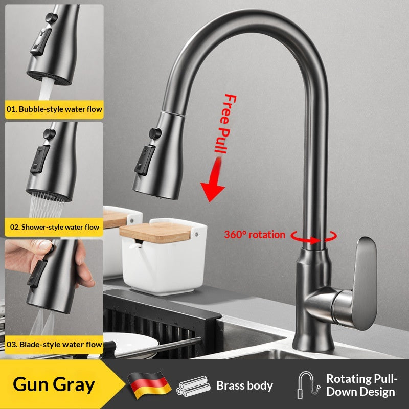 Single Handle Pull Down Kitchen Faucet with Sprayer and 360° Swivel Spout - Image 13