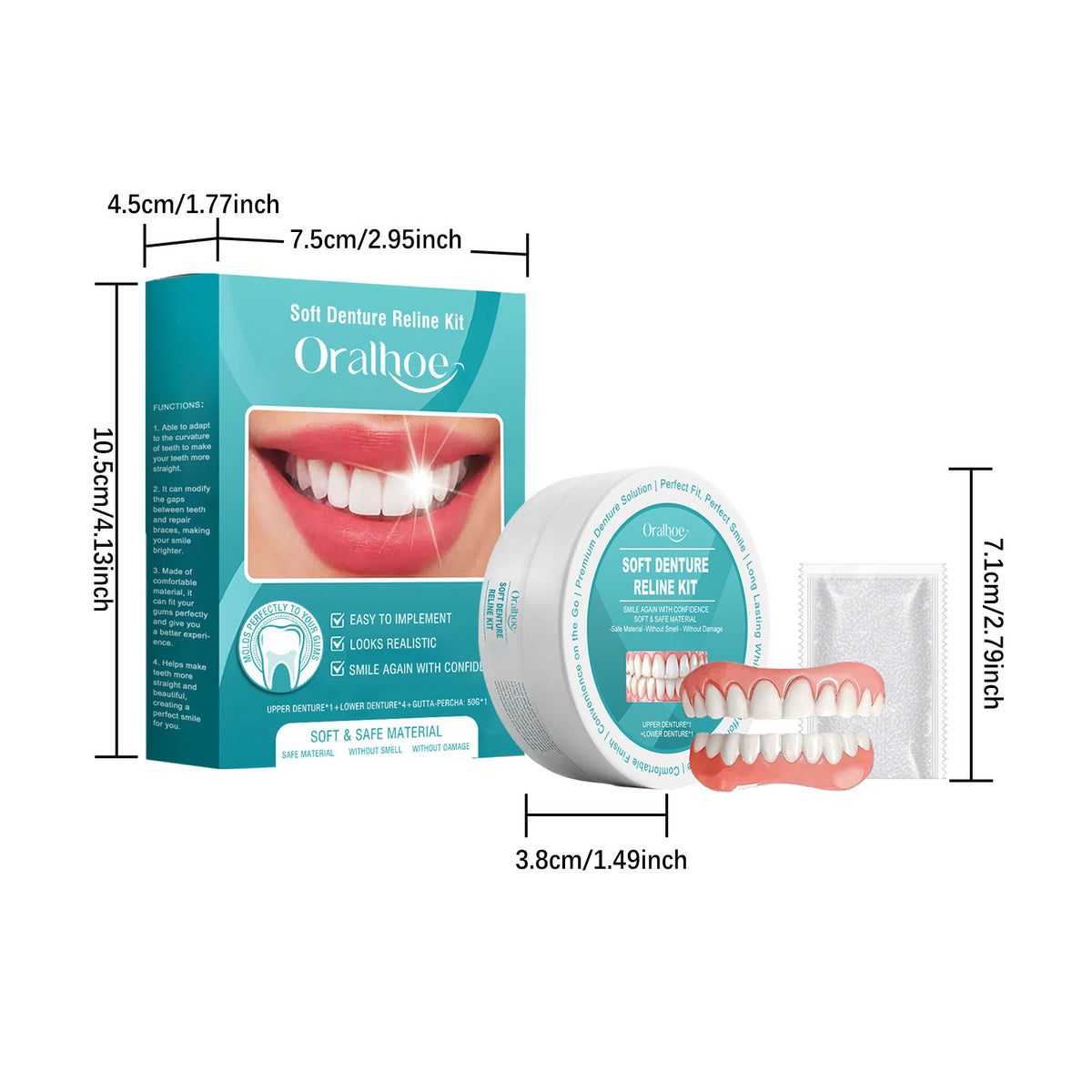 Snap on Veneers Custom Fit Moldable Teeth with Artificial Gums and Storage Case - Image 6