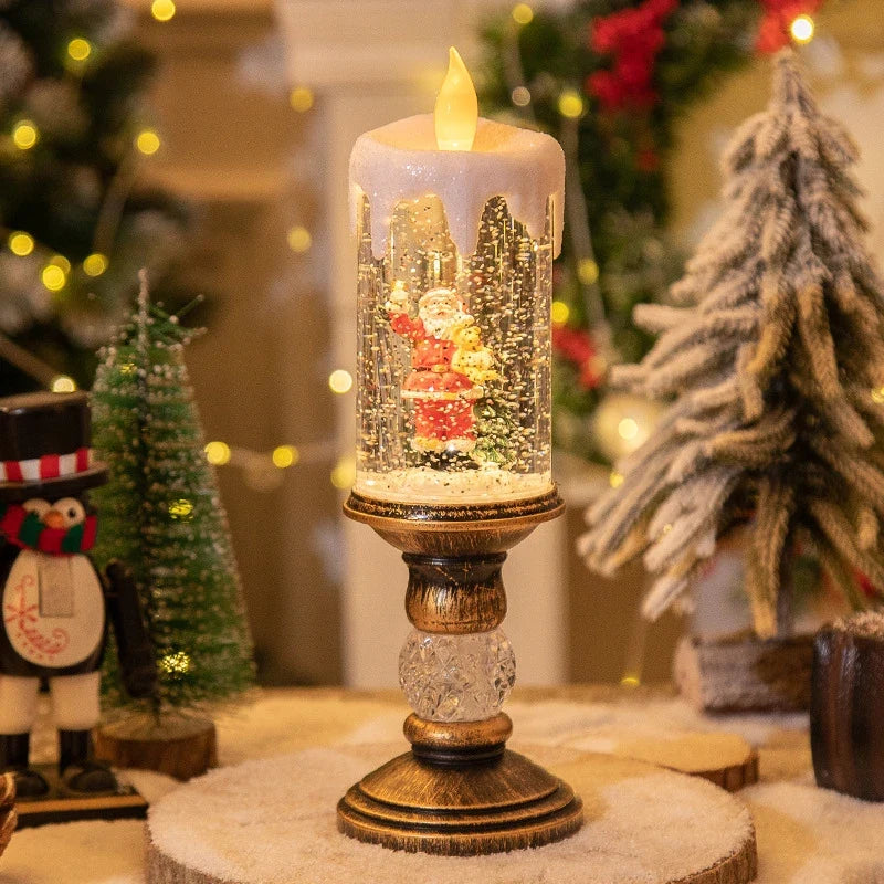Snow Globe LED Christmas Candle with Battery Operated Lights and Glitter Swirl - Image 12
