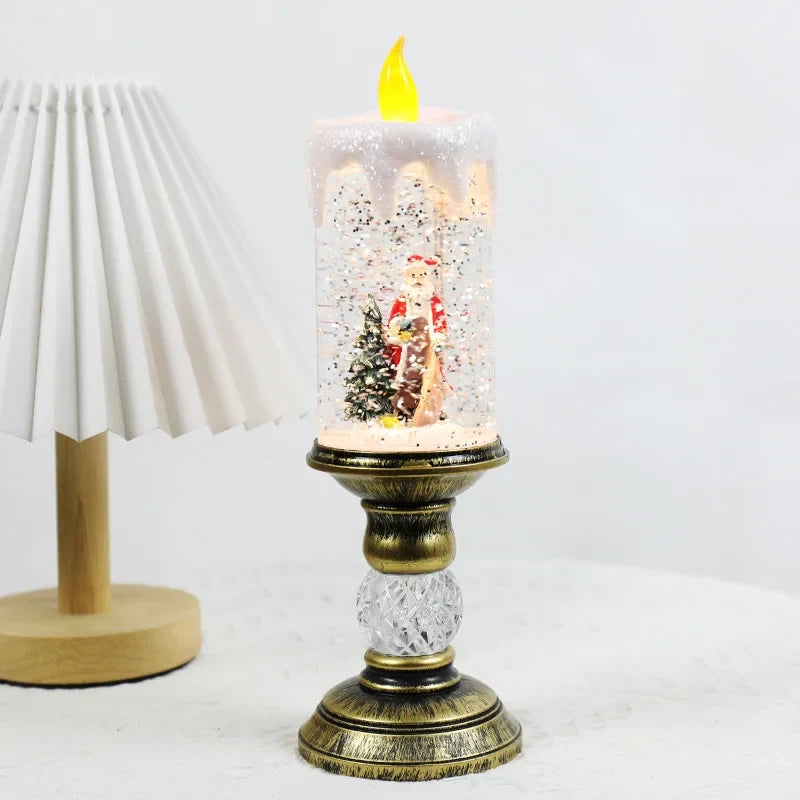 Snow Globe LED Christmas Candle with Battery Operated Lights and Glitter Swirl - Image 5