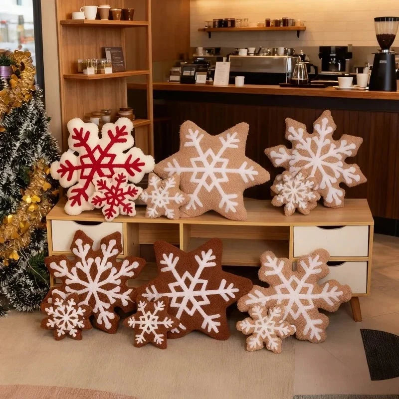 Snowflake Throw Pillow with Plush Sherpa Fabric and Tufted Embroidered Design - Image 2