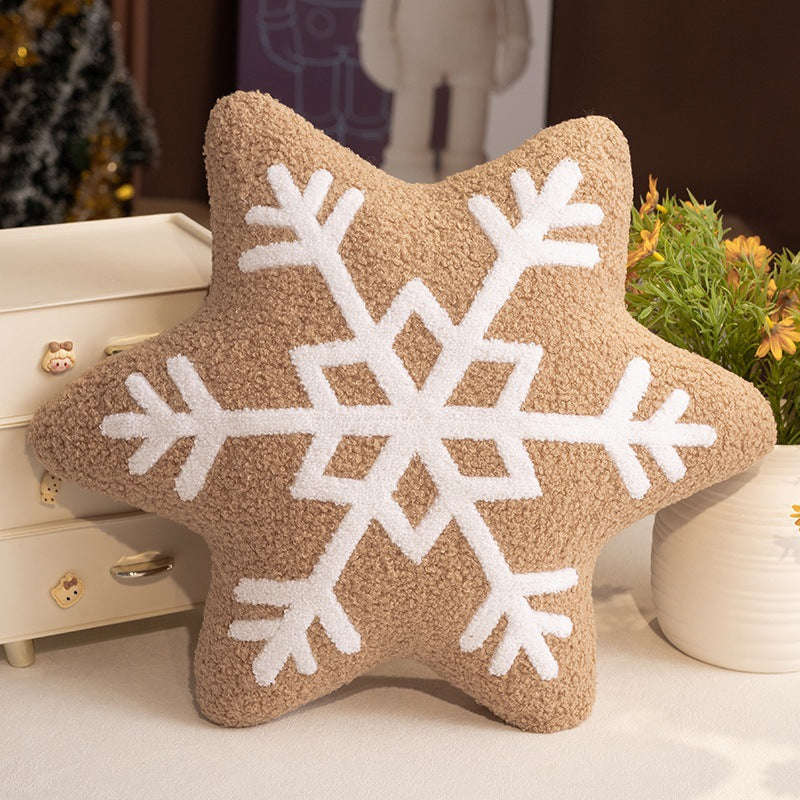 Snowflake Throw Pillow with Plush Sherpa Fabric and Tufted Embroidered Design - Image 8