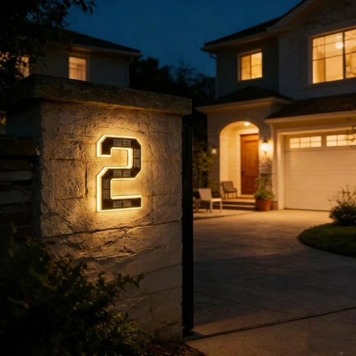 Solar House Numbers with LED Backlit Automatic Dusk Lighting and Powered Address Sign - Image 8