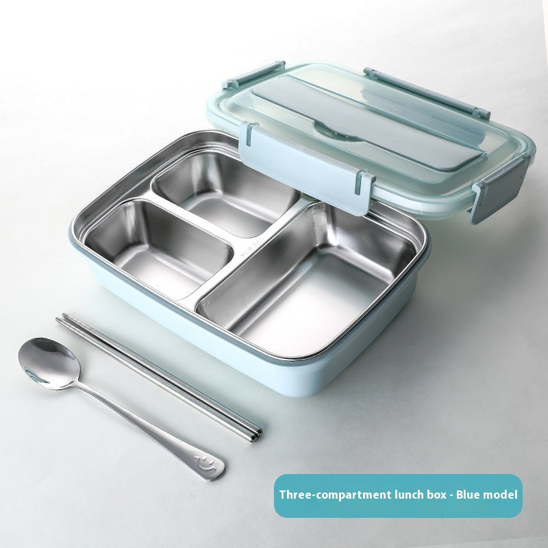 Stainless Steel Bento Lunch Box with Airtight Lid Compartments and Included Utensils - Image 3