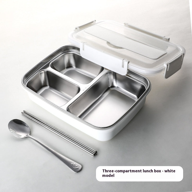 Stainless Steel Bento Lunch Box with Airtight Lid Compartments and Included Utensils - Image 5