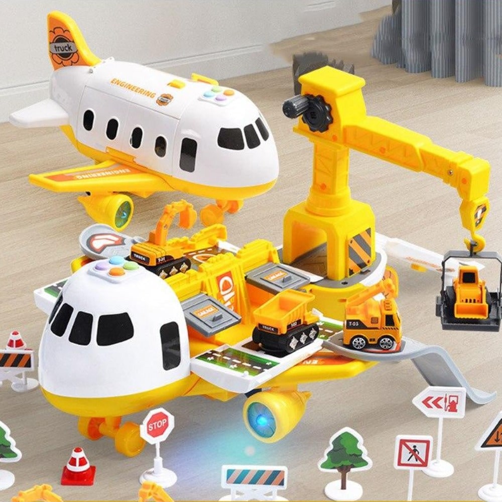 Toy Airplane Playset with Interactive Lights Sounds and Die-Cast Vehicles - Image 10
