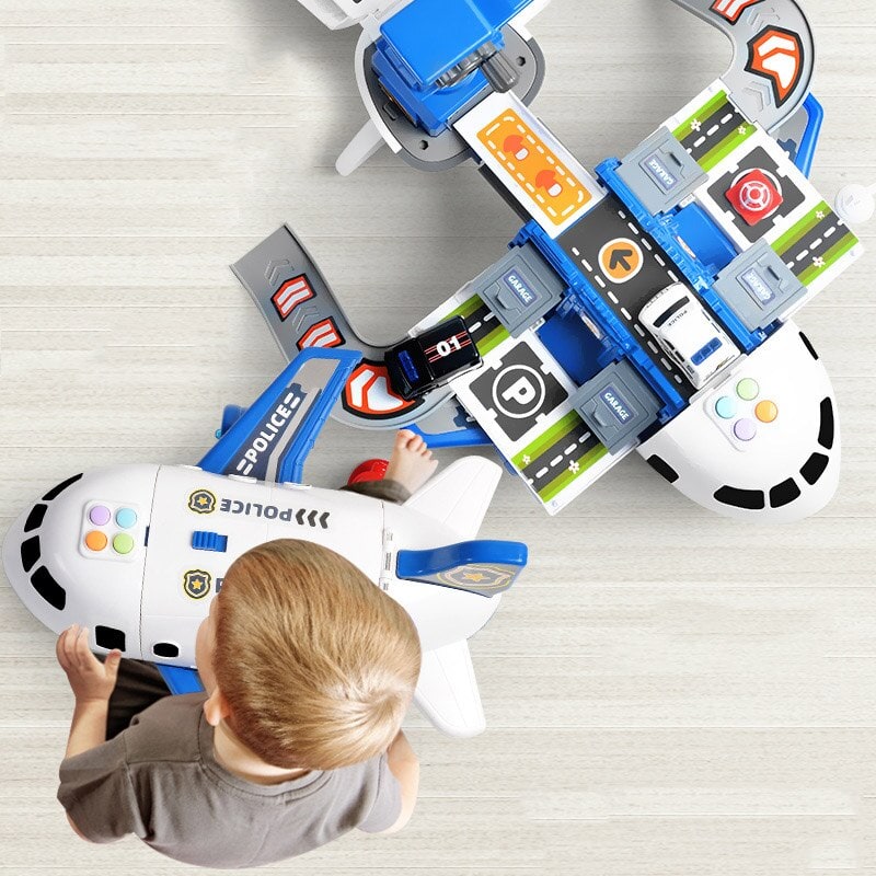Toy Airplane Playset with Interactive Lights Sounds and Die-Cast Vehicles - Image 3