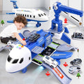 Toy Airplane Playset with Interactive Lights Sounds and Die-Cast Vehicles - Image 8