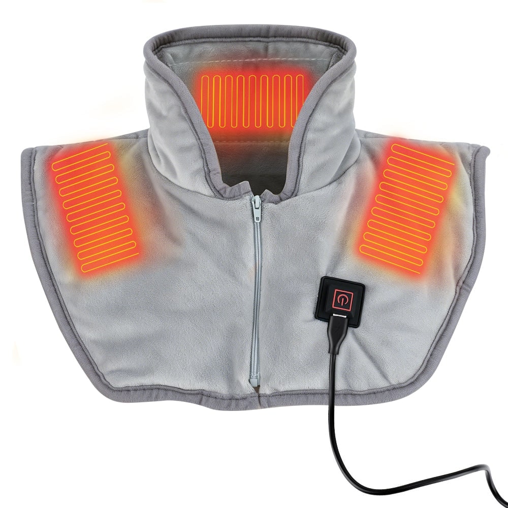 USB Neck and Shoulder Heating Pad with Fleece Collar and Zipper Closure - Image 3
