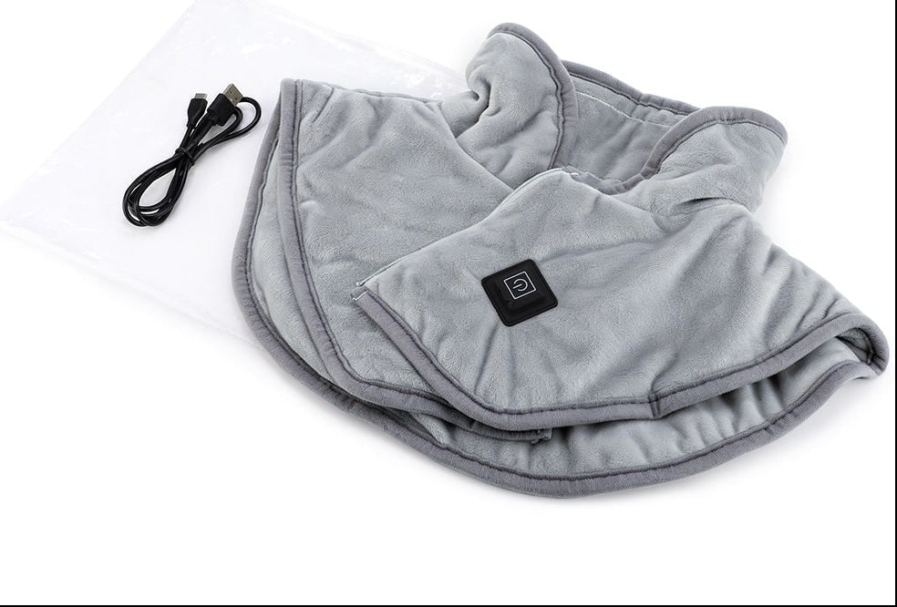 USB Neck and Shoulder Heating Pad with Fleece Collar and Zipper Closure - Image 7