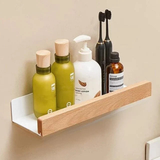 Wall Mounted Floating Shelves with Wooden Front Rail and Metal Bracket - Image 10
