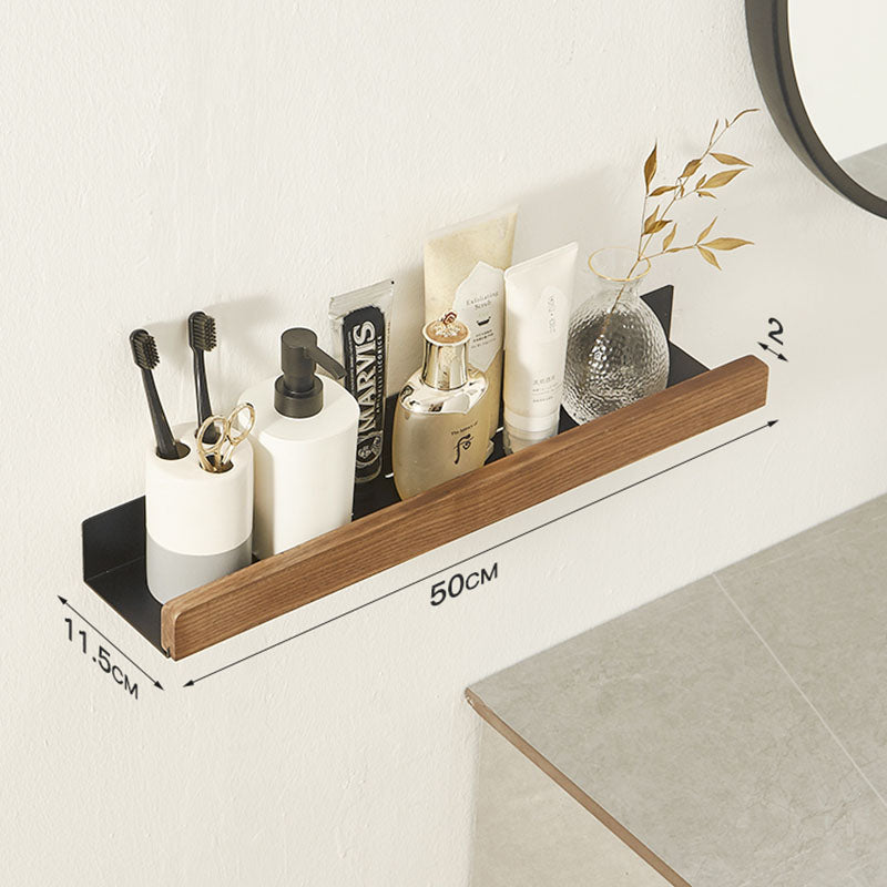 Wall Mounted Floating Shelves with Wooden Front Rail and Metal Bracket - Image 16