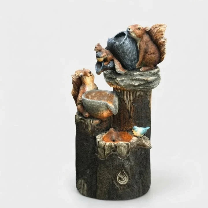 Water Fountain Tabletop with Hand-Painted Animal Figure and LED Lighting Solar Powered - Image 10