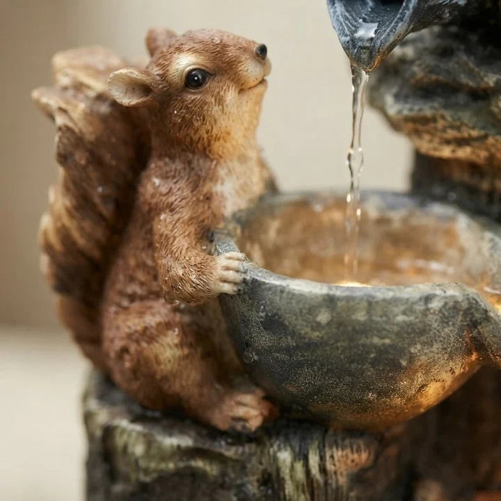 Water Fountain Tabletop with Hand-Painted Animal Figure and LED Lighting Solar Powered - Image 3