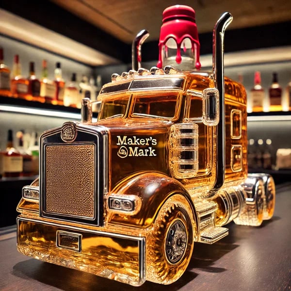 Whiskey Decanter and Glass Set with Semi Truck Design and Chrome Accents Personalised - Image 6