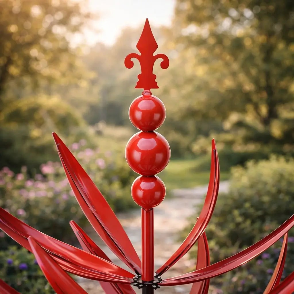 Wind Spinner Metal Garden Stake with Lotus Flower Design and 360 Degree Rotation Yard - Image 5