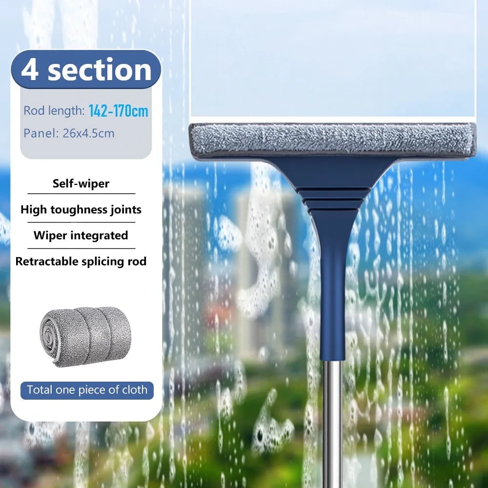 Window Squeegee and Microfiber Cleaner with Telescopic Handle for Streak-Free Cleaning - Image 7