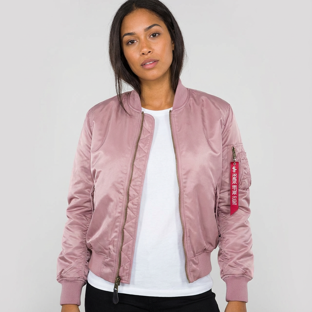 Women's Bomber Jacket with Quilted Storm Flap and Utility Sleeve Pocket - Image 10