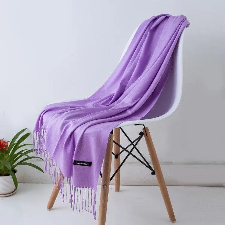 Women's Cashmere Scarf Wrap with Fine Knit Texture and Twisted Fringe - Image 10