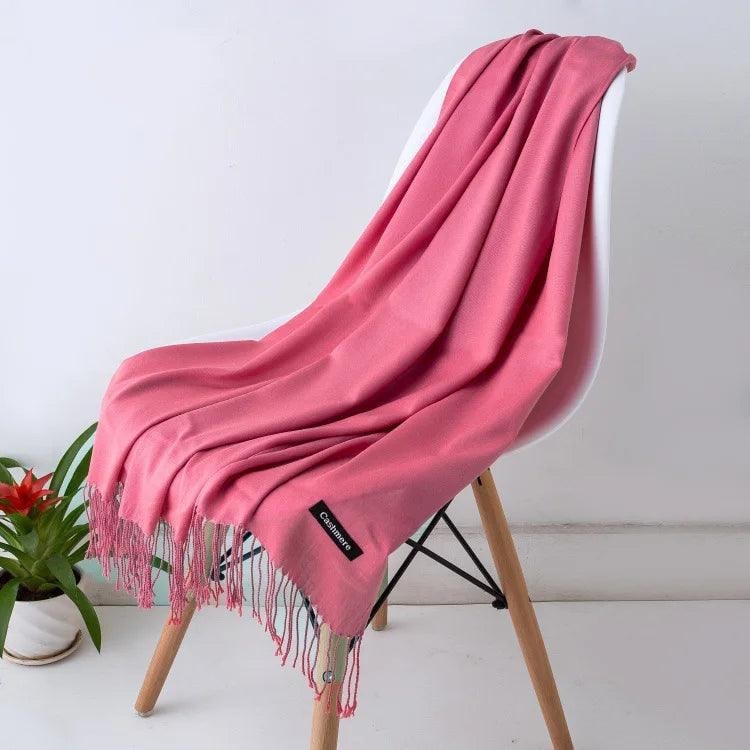 Women's Cashmere Scarf Wrap with Fine Knit Texture and Twisted Fringe - Image 31