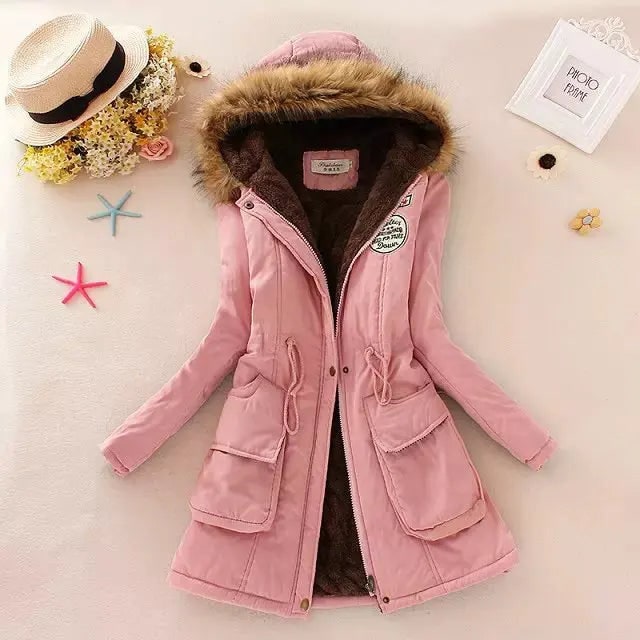 Women's Hooded Winter Coat with Fleece Lining and Faux Fur Hood Trim - Image 10