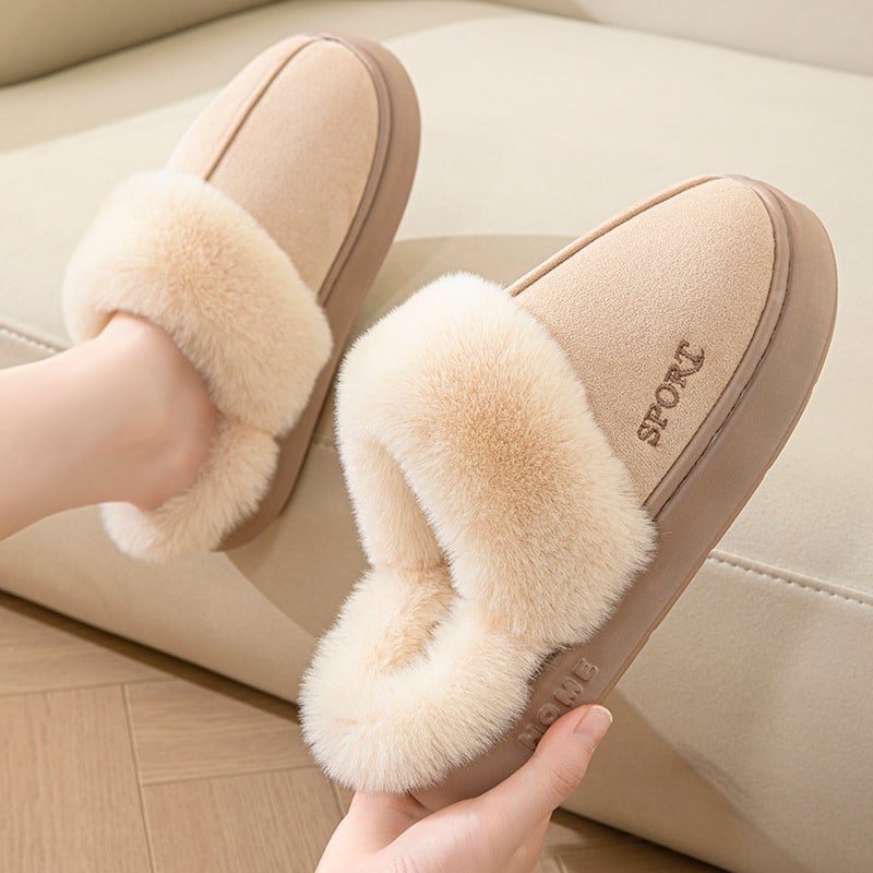Women's Platform Slippers with Faux Fur Lining and Suede Upper - Image 7