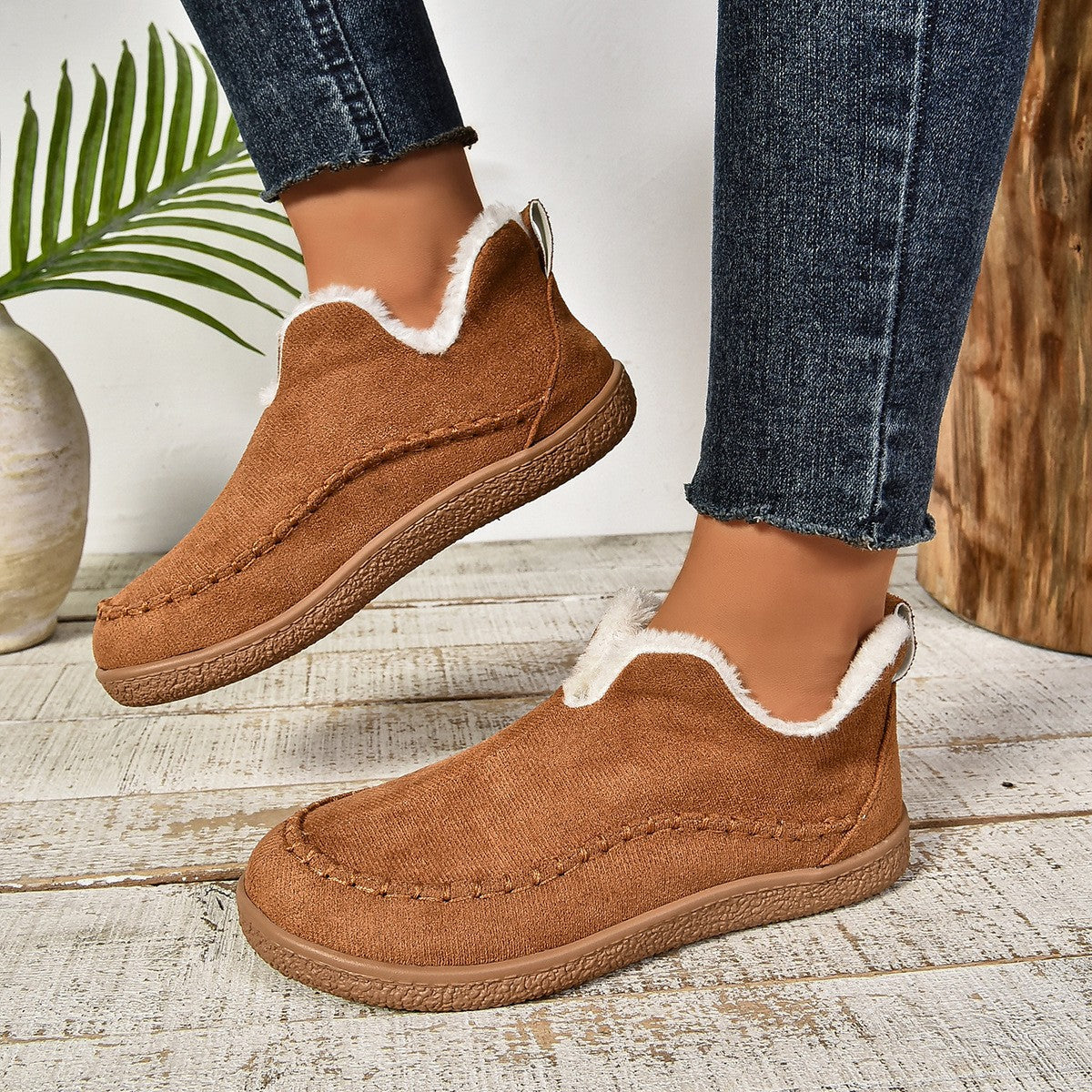 Women's Slipper Booties with Fleece Lining Sherpa Collar and Arch Support - Image 7