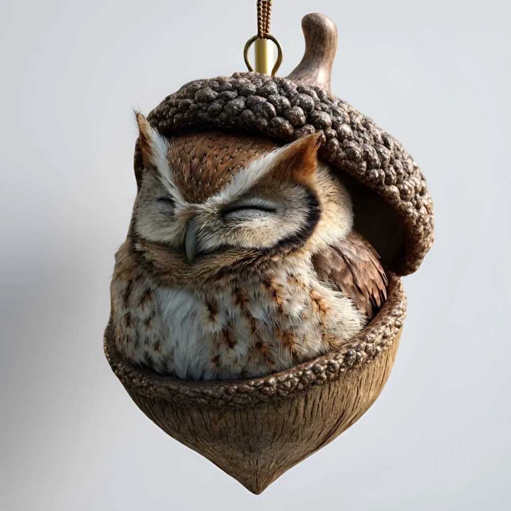 Woodland Christmas Ornaments with Hand-Painted Acorn Design and Hanging Loop - Image 16