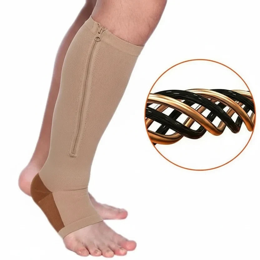 Zipper Compression Socks with Open Toe and Knee High Graduated Support for Travel - Image 6
